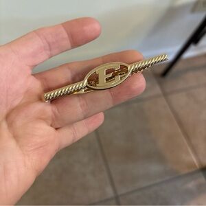 Monogram E Gold Tone Tie Clasp